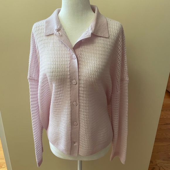 360 Cashmere Sweaters - Cashmere Button-Down Pointelle Cardigan from 360 Cashmere